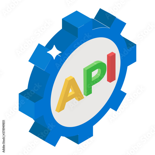 
Icon of application programming interface, api vector in isometric style 
