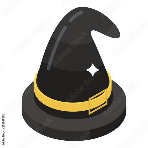 
Design of witch hat in editable isometric style 
