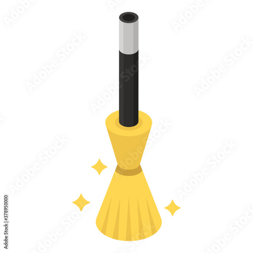 
Halloween tool commonly known as witch broom. Isometric vector
