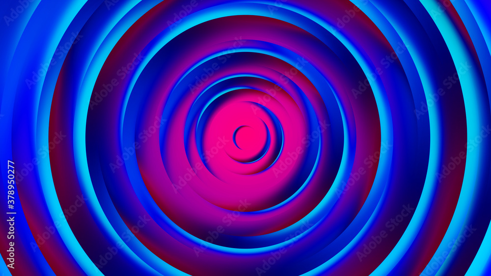 Obraz premium Pink purple neon circles abstract background.3D illustration with paper cut style.