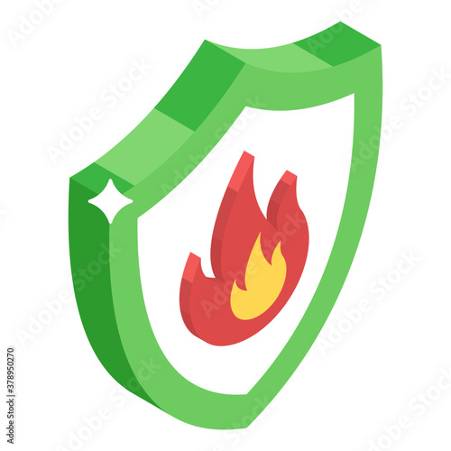 
Firewall security icon in isometric design.
