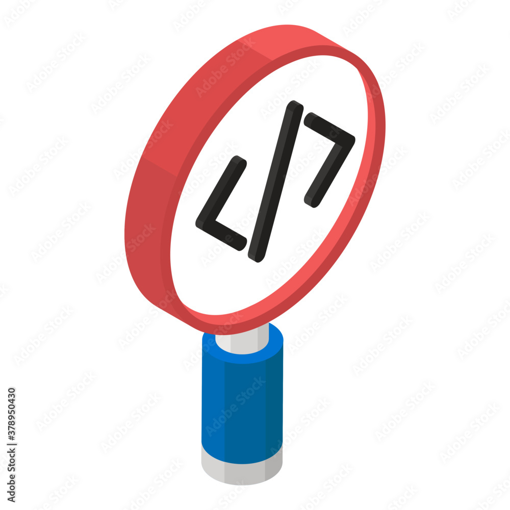 Icon of coding under magnifier, code search vector
Icon of coding under magnifier, code search vector