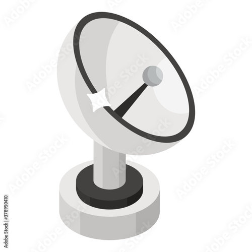 
Parabolic dish vector, isometric icon of antenna 
