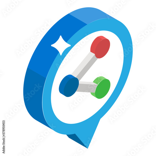 
Share location icon in isometric style, distributed gps destination
