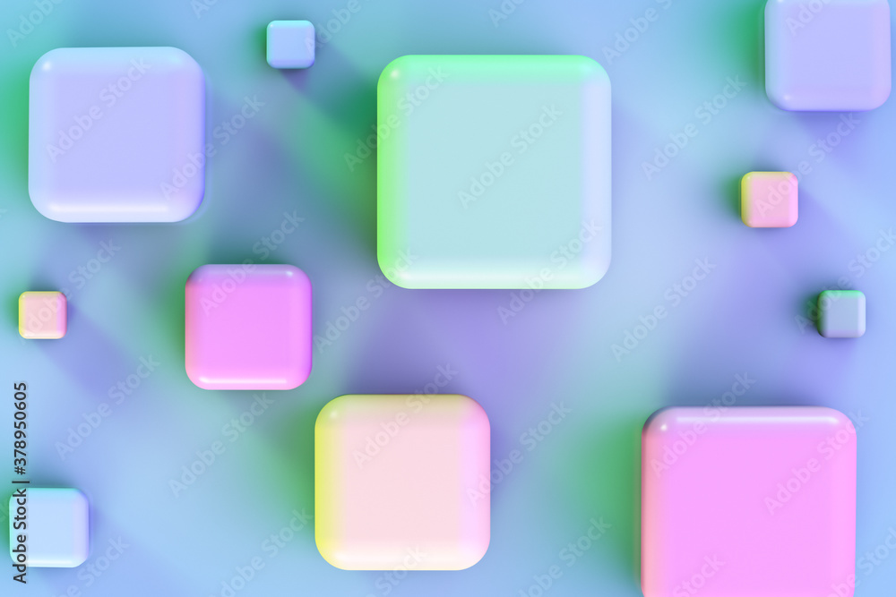 Rounded cubes. Multicolored gradient painting style. Rounded cubes. Multicolored gradient painting style.