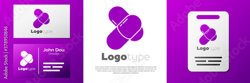 Logotype Sports nutrition bodybuilding proteine power drink and food icon isolated on white background. Logo design template element. Vector.