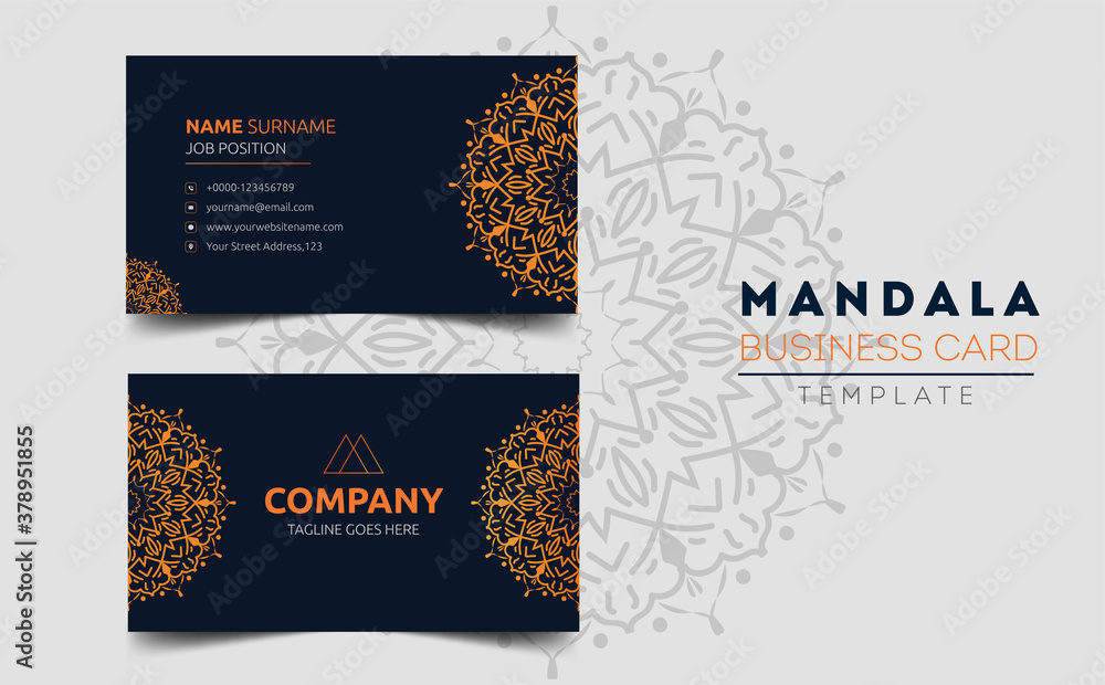 Exclusive business card template with mandala design