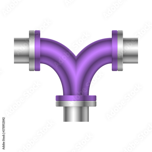 Pipe vector and flange fitting isolated on white background. Part of pipeline system for transport liquid and gas in oil industry, plumbing, water supply, drainage, irrigation and water treatment etc.