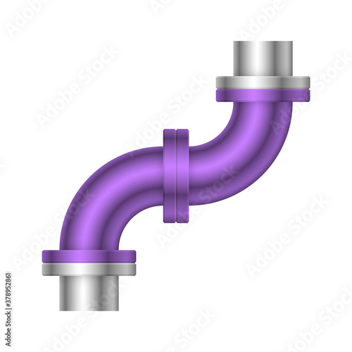 Pipe vector and flange fitting isolated on white background. Part of pipeline system for transport liquid and gas in oil industry, plumbing, water supply, drainage, irrigation and water treatment etc.