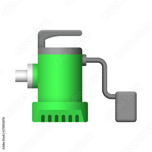 Submersible sewage pump vector icon. Also called electric submersible pump (ESP), slurry and dewatering pump. For Waste water drainage in factory and industry, sewage plant and construction area. 