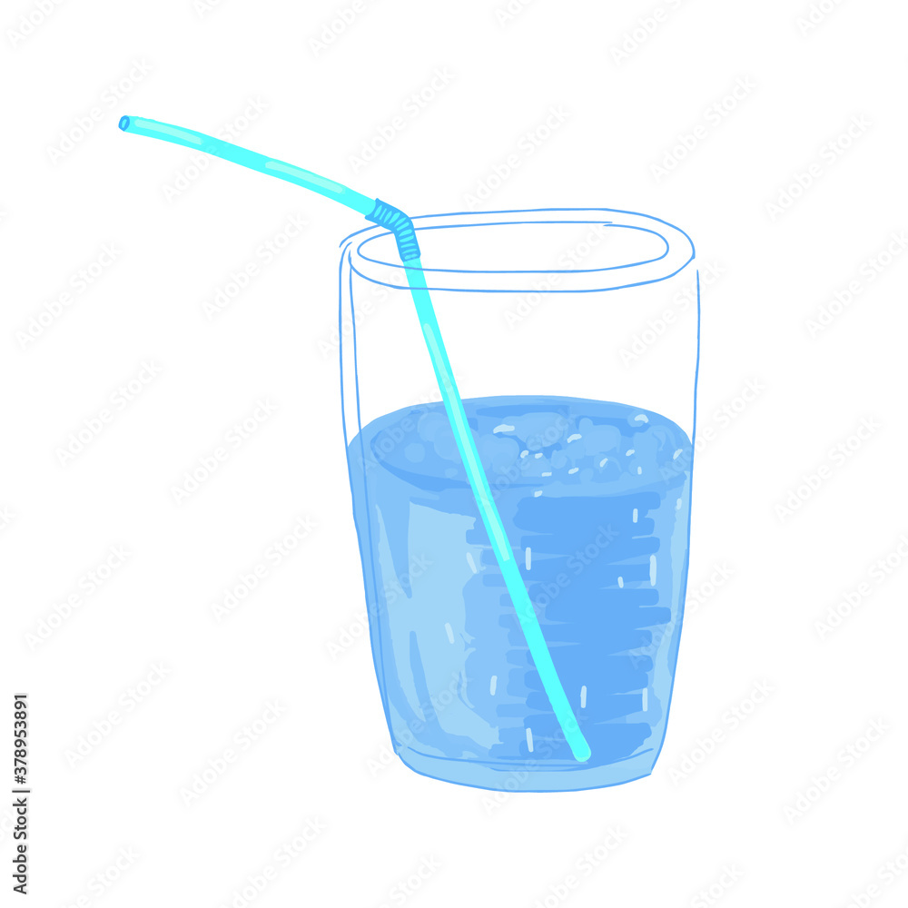 a glass of water with a drinking tube in a vector illustration a glass of water with a drinking tube in a vector illustration