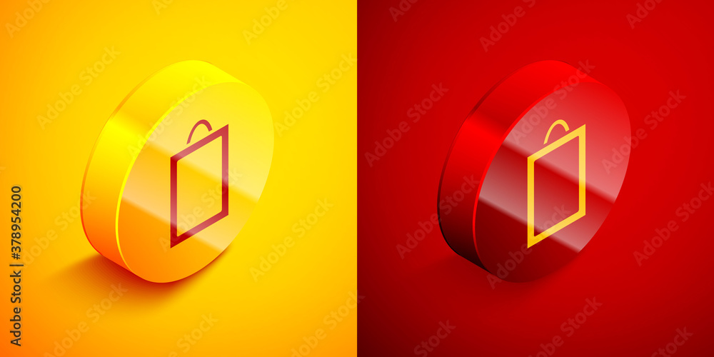 Isometric Picture icon isolated on orange and red background. Circle button. Vector. Isometric Picture icon isolated on orange and red background. Circle button. Vector.