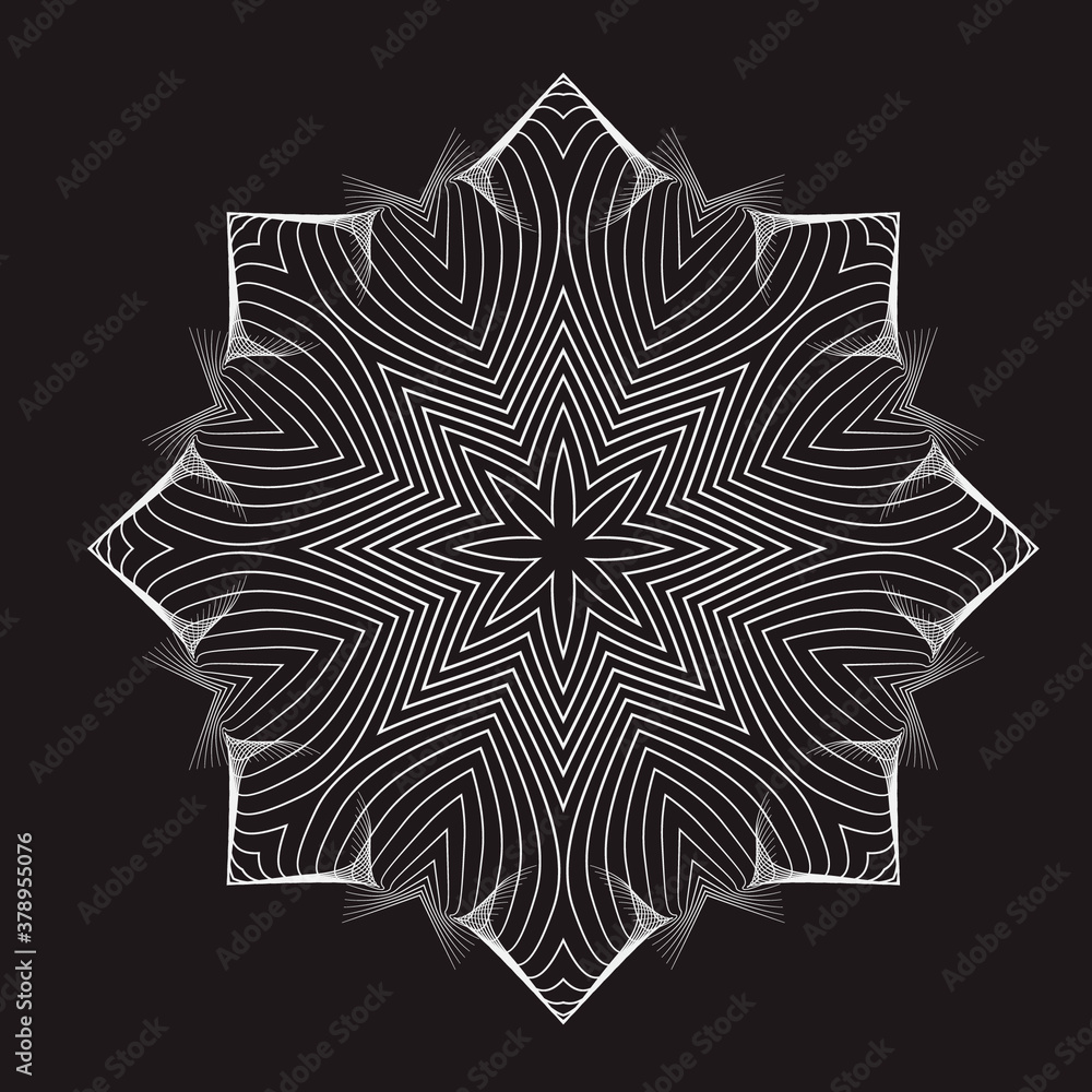 Intricate striped mandala on a black background 3 d image Intricate striped mandala on a black background 3 d image
