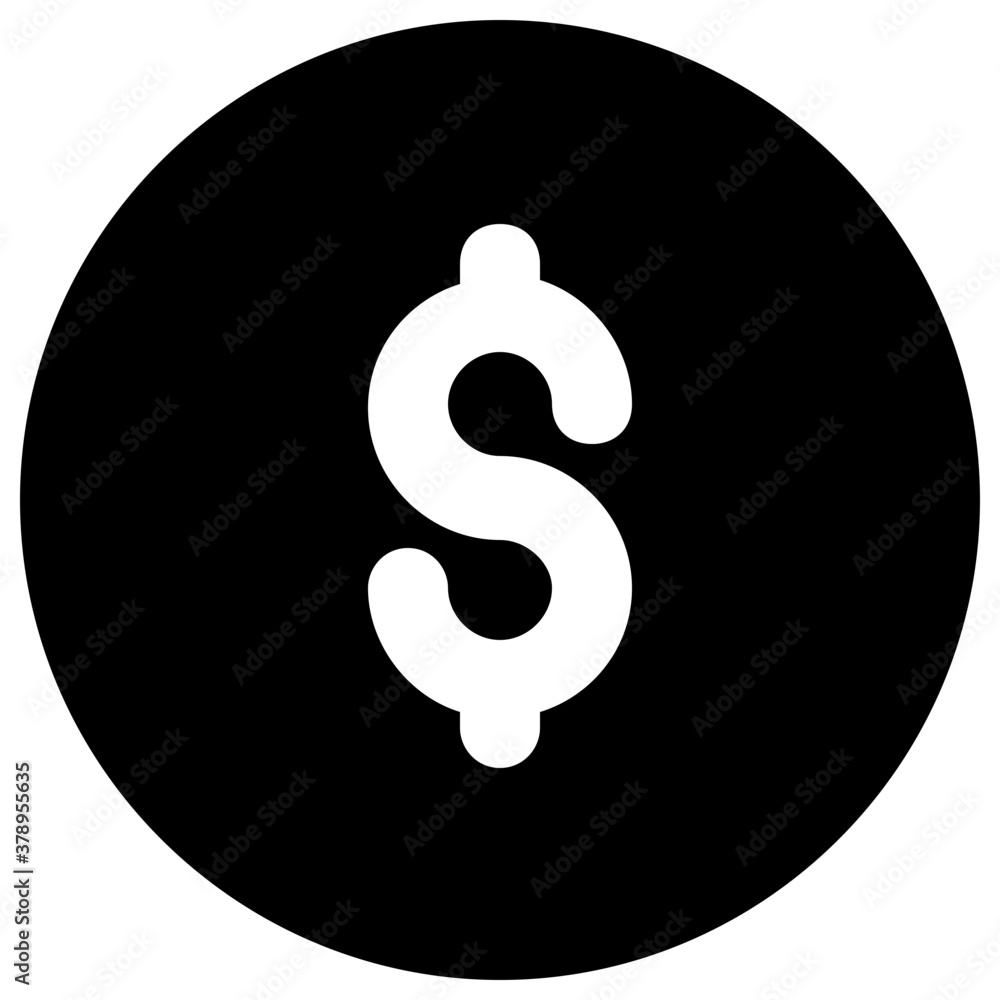 Dollar coin icon in style, currency coins in solid vector
Dollar coin icon in style, currency coins in solid vector
