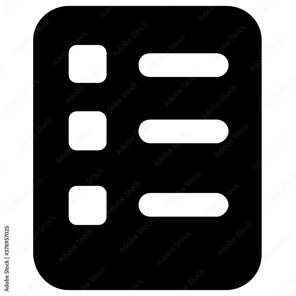 Vector of square bullet points document, glyph icon
Vector of square bullet points document, glyph icon