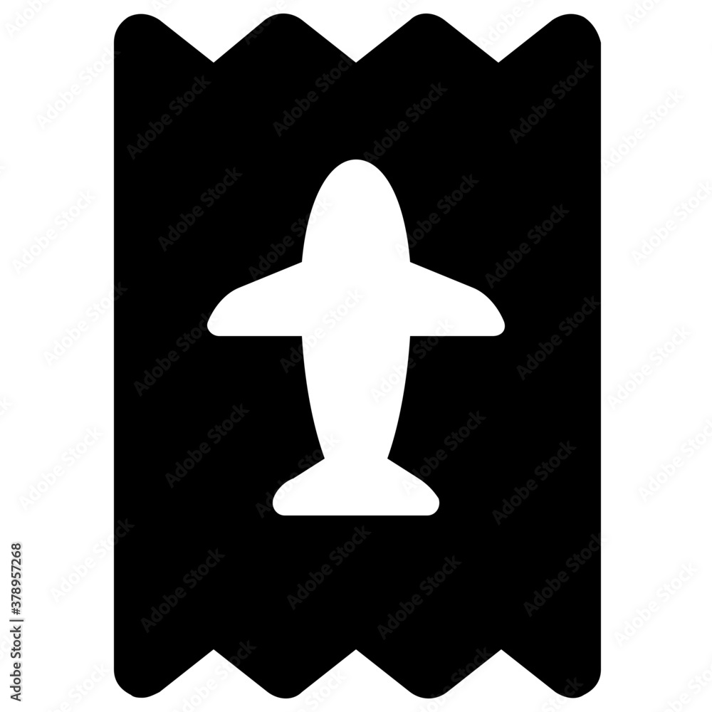 Glyph icon design of aeroplane ticket
Glyph icon design of aeroplane ticket