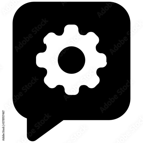 
Message settings icon, gear inside speech bubble 
