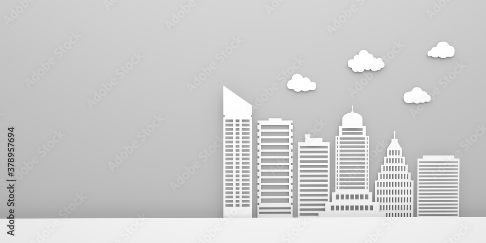 Obraz premium white paper skyscraper building modern city 3D