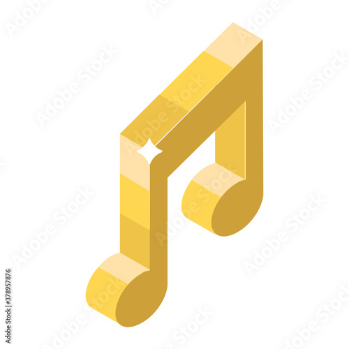 
Music note song, melody or tune isometric icon for musical apps and websites
