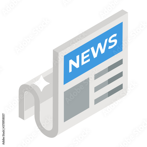 
Icon of newspaper in isometric vector design
