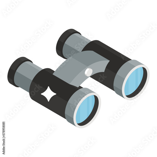 
Isometric design of binoculars, an optical instrument icon.
