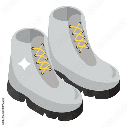 
Army boots icon in isometric style, a footwear accessory icon
