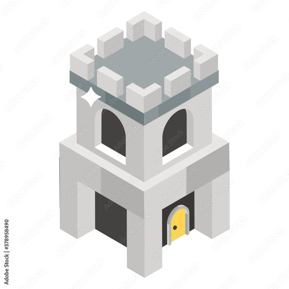 
Modern tower building vector, isometric style icon of city building
