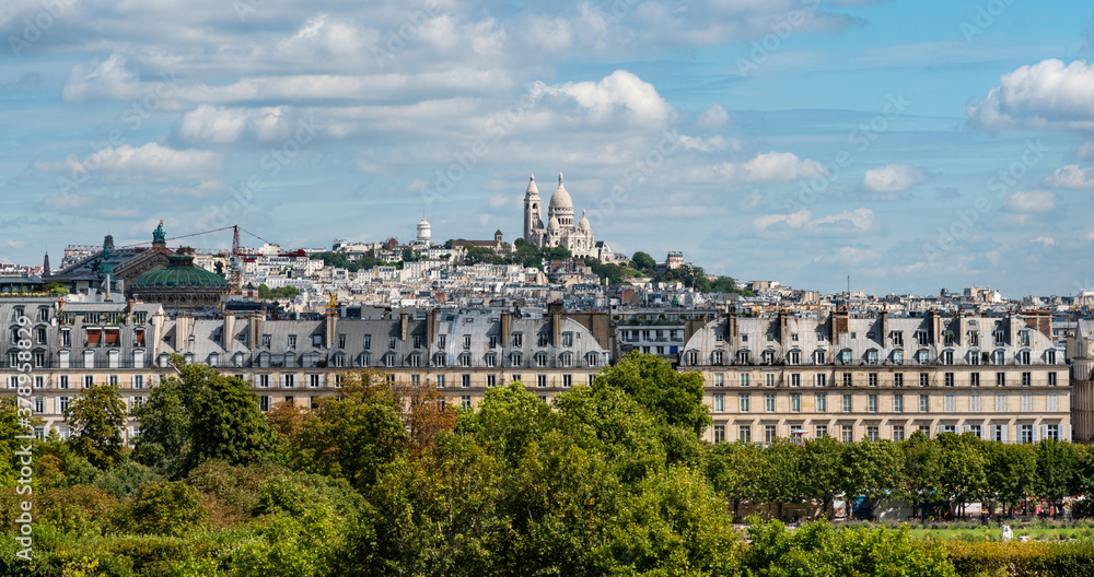 panorama landscape view of montmartre from Orsay museum, Paris, France