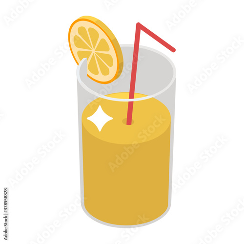 
Cute lemon slice with glass, cocktail icon trendy design 
