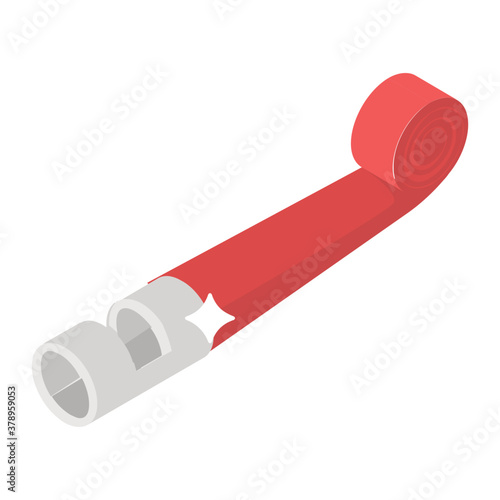 
A flattened and rolled part horn, isometric design of party blower icon
