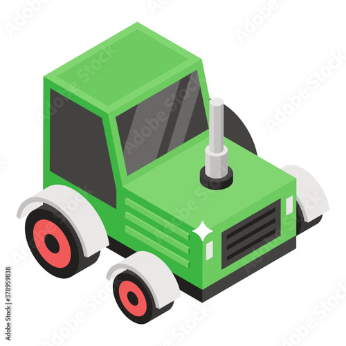 
Tractor icon in modern isometric style 
