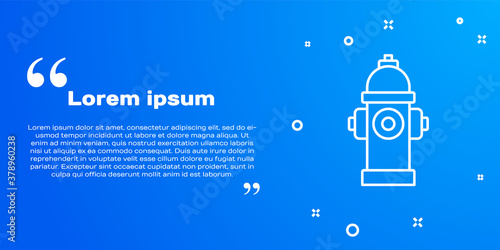 White line Fire hydrant icon isolated on blue background. Vector.