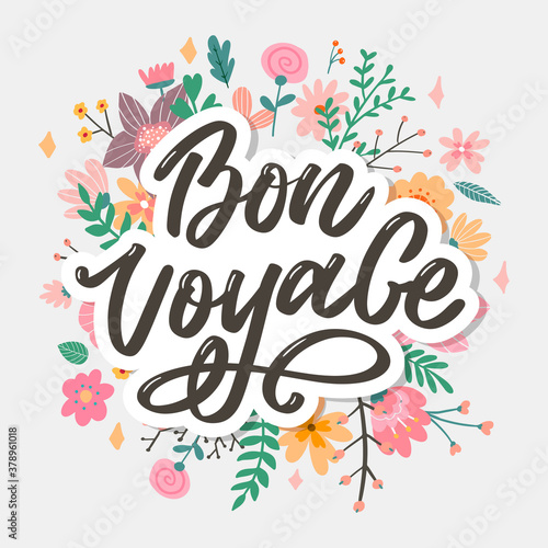 Bon Voyage Hand Lettering Vector Calligraphy Travel © 1emonkey