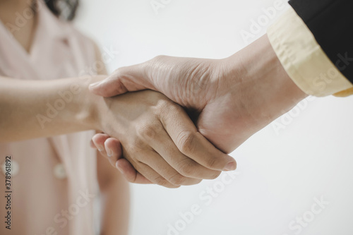 Partnership. business people partner shaking hand after business signing contract desk in meeting room at company office, job interview, investor, business negotiation, partnership, teamwork concept