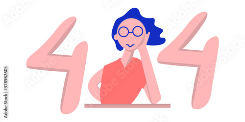 vector flat illustration. text 404 with disappointed man vector illustration.