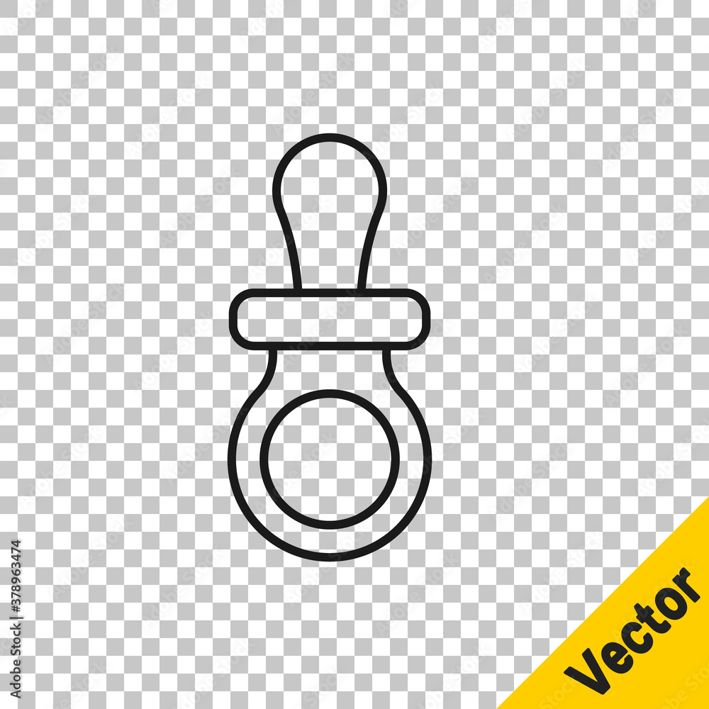 Black line Baby dummy pacifier icon isolated on transparent background. Toy of a child. Vector. Black line Baby dummy pacifier icon isolated on transparent background. Toy of a child. Vector.