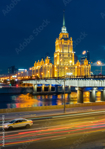August 14  2019  Moscow  Russia Radisson Collection Hotel Moscow. Hotel Ukraine.