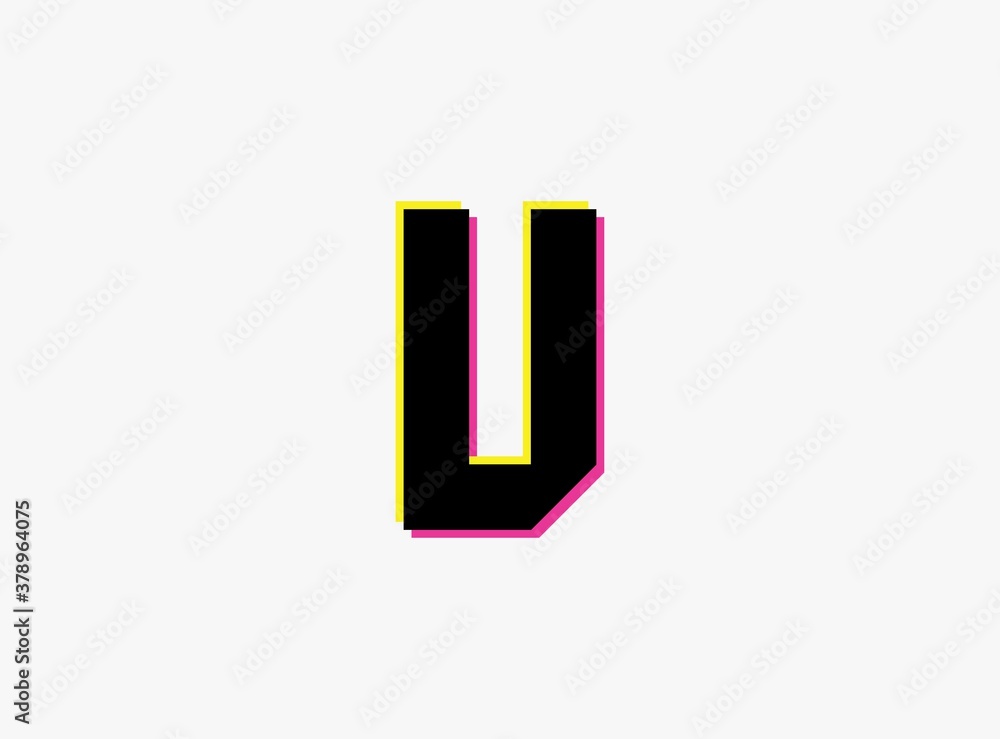 V Letter font, vector desing alphabet. Dynamic, split-color, shadow of number pink and yellow on white background. For logo, social media,design elements, creative poster, etc. V Letter font, vector desing alphabet. Dynamic, split-color, shadow of number pink and yellow on white background. For logo, social media,design elements, creative poster, etc.