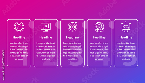 digital marketing infographics with line icons, vector