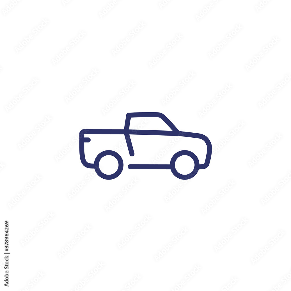 pickup truck line icon on white