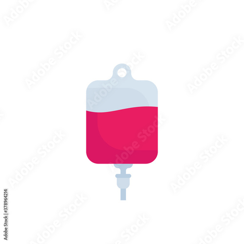 iv bag, medical drip icon, flat vector