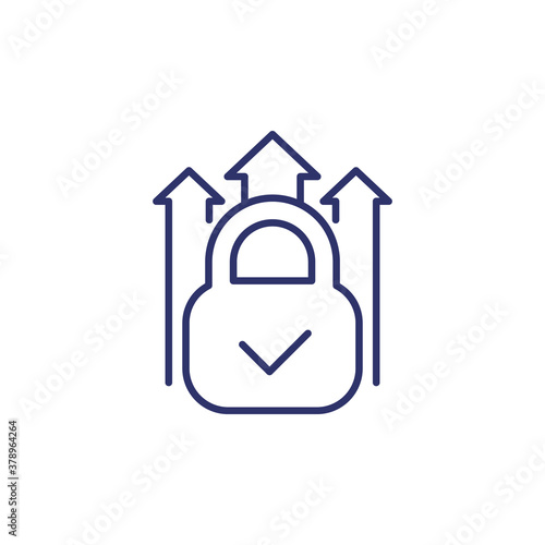 padlock and arrows line icon on white