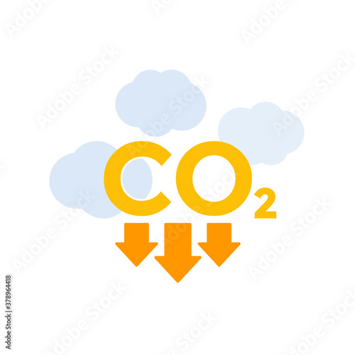 co2 gas, carbon emission reduction, vector illustration