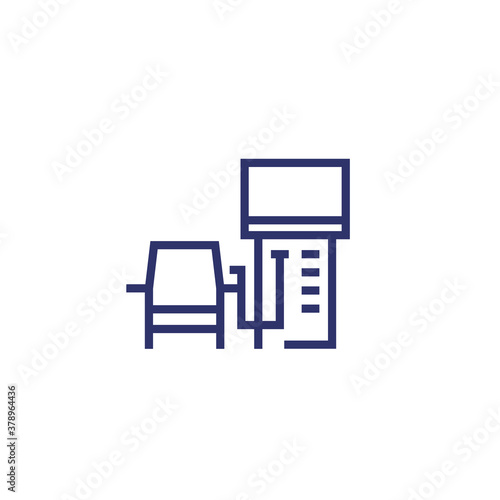 dialysis machine line vector icon on white