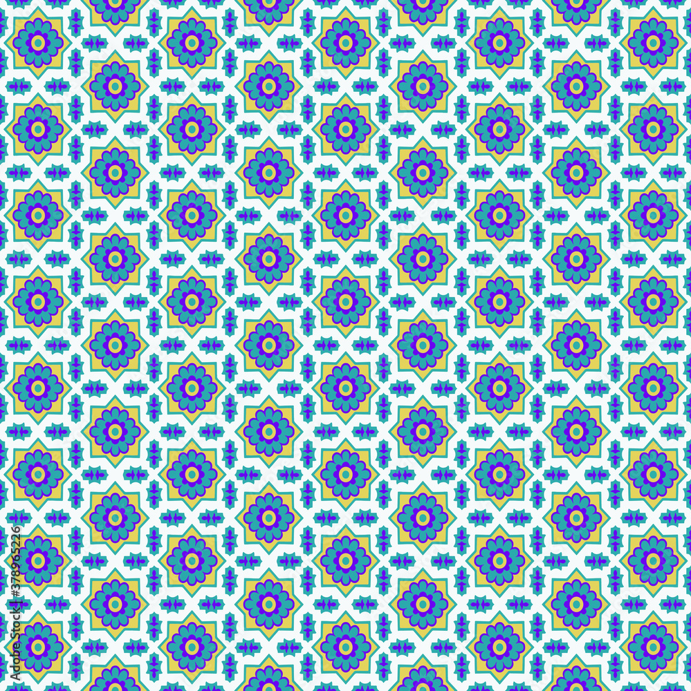 Seamless geometric pattern background in Indian, Turkish style. Endless pattern can be used for ceramic tile, wallpaper, linoleum, textile, web page background. Vector