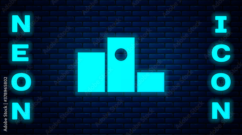 Glowing neon Award over sports winner podium icon isolated on brick wall background. Vector Illustration. Glowing neon Award over sports winner podium icon isolated on brick wall background. Vector Illustration.