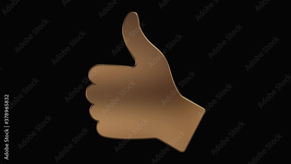 Golden thumb up rotation. Exclusive likes concept. Black background. Loop animation Golden thumb up rotation. Exclusive likes concept. Black background. Loop animation