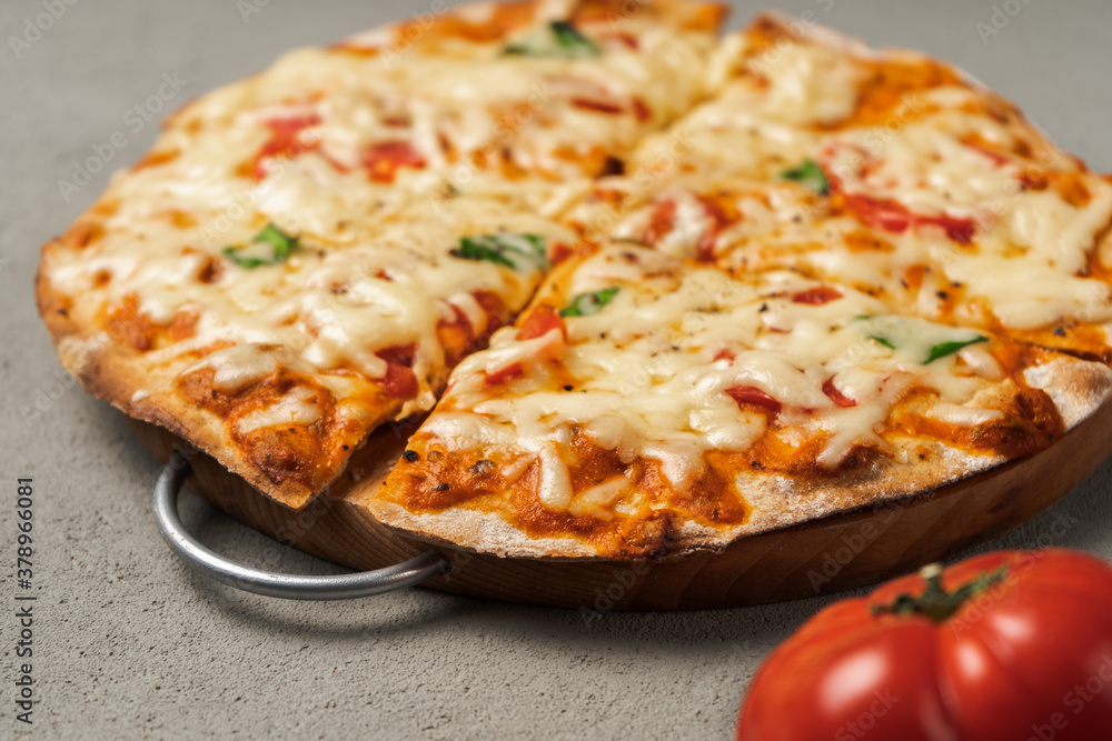 Vegetarian pizza close-up. Still-life.