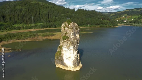 Aerial, Lacul Izvoru Muntelui, With Viaduct Poiana Teiului In Background, Romania photo