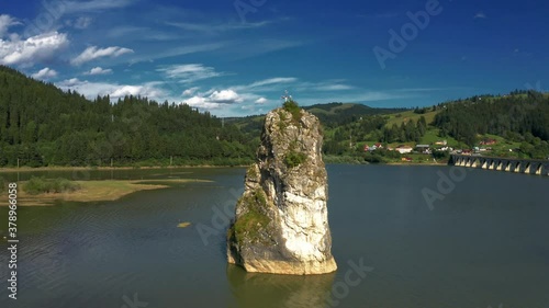 Aerial, Lacul Izvoru Muntelui, With Viaduct Poiana Teiului In Background, Romania photo